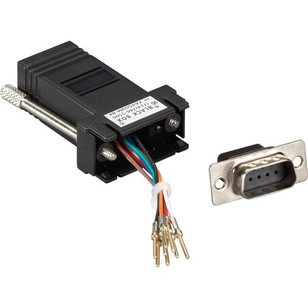 Black Box Black Box DB9 to RJ45 Serial Modular Adapter, DB9 Male to RJ45 Female, Black FA4509M-BK