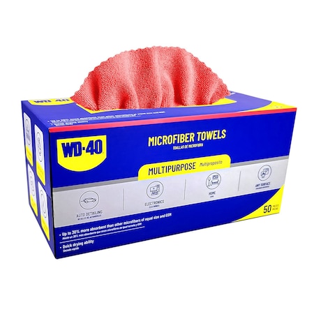 Wd-40 Extra Absorbent Microfiber Towel - Red Color, 50PK L40110R