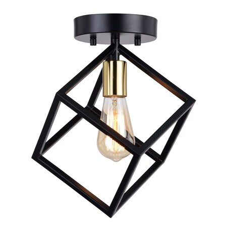 Vaxcel Deering 10.25-in W Matte Black/Gold Satin Brass Contemporary Flush Mount Ceiling Light Fixture C0300