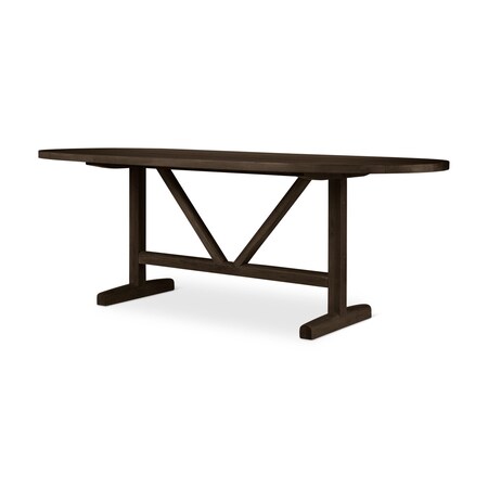 Homeroots 84" Dark Brown Solid Wood Trestle Base Oval Dining Table 604019
