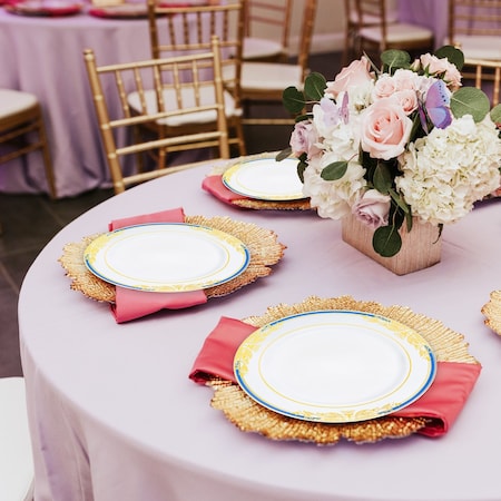 Smarty Had A Party 10.25" White with Blue and Gold Harmony Rim Plastic Dinner Plates (120 Plates), 120PK 600-CASE