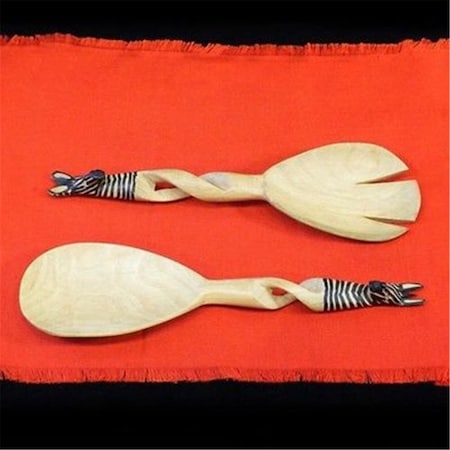Jedando Handicrafts Hand - Carved Zebra Salad Tongs KWF009TZ_ZBRA_554004