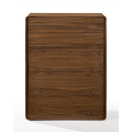 Homeroots 35" Walnut Solid Wood Five Drawer Chest 473076