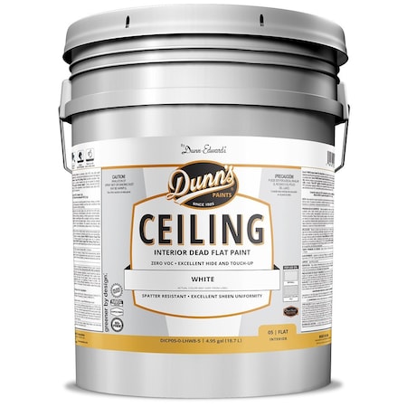 Dunn-Edwards 5 Gal Dunn-Edwards DICP05-0-LHW8-5 White Dunn's Paints SELECT Ceiling Interior Dead Flat Paint DICP05-0-LHW8-1