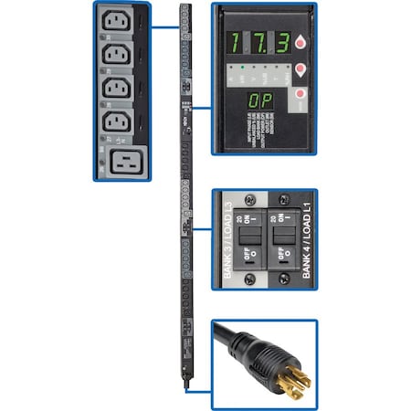 Tripp Lite PDU, Switched, (24) C13, (6) C19, L22-30P, 6 ft. PDU3XVSR6L2230B