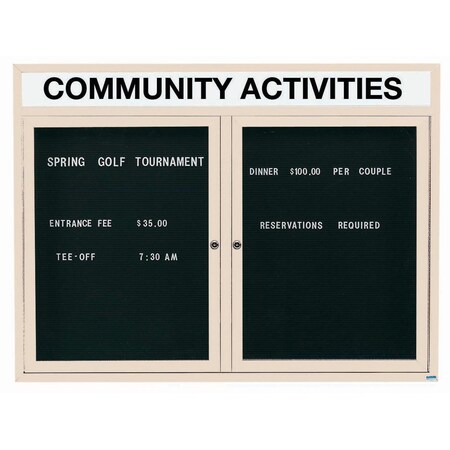 Aarco Outdoor Enclosed Directory w/ Al Frame Header, Powder Coated Ivory, 36''Hx48''W OADC3648HIV
