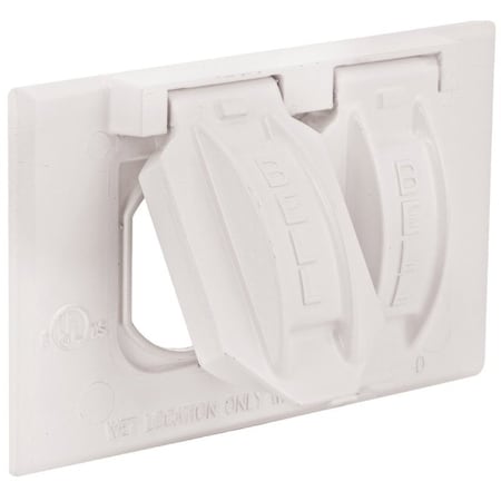 Hubbell Cover, 2-13/16 in L, 4-9/16 in W, Metal, White, Powder-Coated 5180-6