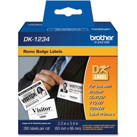 Brother Adhesive Name Badge Labels, Wht, PK260 DK1234