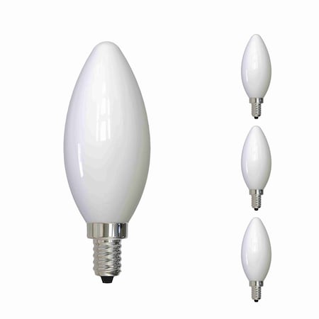 Bulbrite LED Filament, 6.5 Watt Dimmable B11 Light Bulb, Milky Glass Finish, E12 Base, 2700K 750 Lumens, 4PK 862099