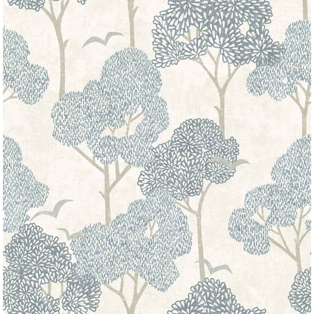 A-Street Prints Lykke Blue Textured Tree Wallpaper 4066-26540