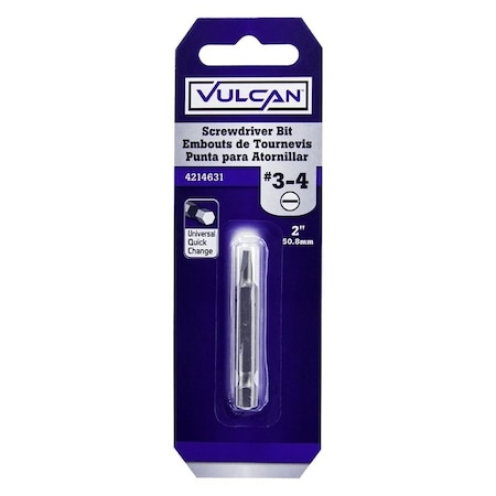 Vulcan Screwdriver Bit, Hex Shank, S2 Chrome Molybdenum Steel 306511OR