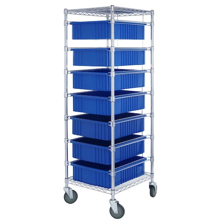 Quantum Storage Systems WIRE BIN CART W/7 BLUE BINS BC212469M1BL