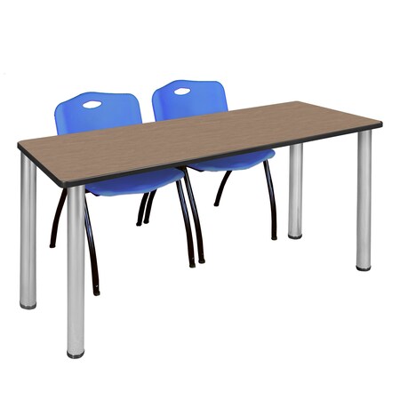 Regency Kee Training Table W/ 2 M Stack Chairs, 60 in W, 24 in L, Noble Oak MT6024NOBPCM47BE