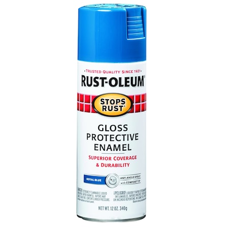 Rust-Oleum Spray Paint, Royal Blue, Gloss, Solvent, 12 oz 7727830