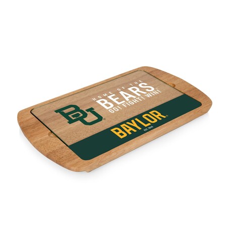 Picnic Time Family Of Brands NCAA Baylor Bears Billboard Glass Top Cheese Board - Charcuterie Boards, Parawood 911-01-505-924-0