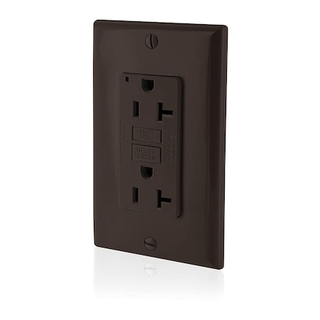 Leviton 20 Amp, Self Test, Non Tamper-Resistant Slim GFCI Outlet with LED Indicator Light GFNT2