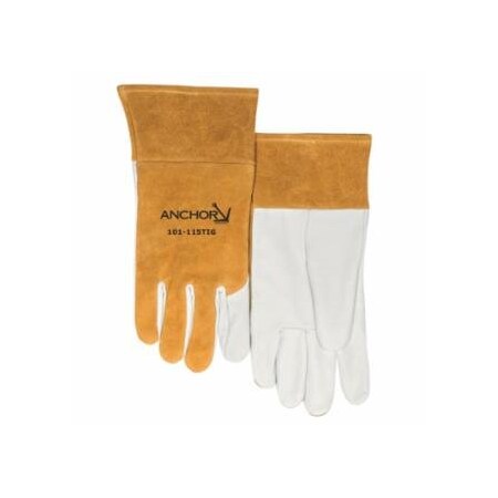 Best Welds 115-TIG Split Cowhide/Goatskin Palm Welding Gloves, Medium, Buck Tan/White 902-115TIG-M