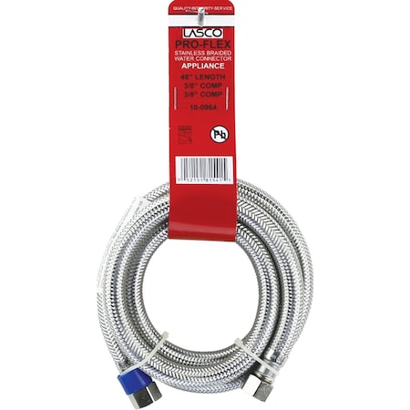 Westlake Pipe & Fittings 3/8 In.Cx3/8 In.Cx48'' L Braided SS Flex Line Appliance Water Connector 10-0964
