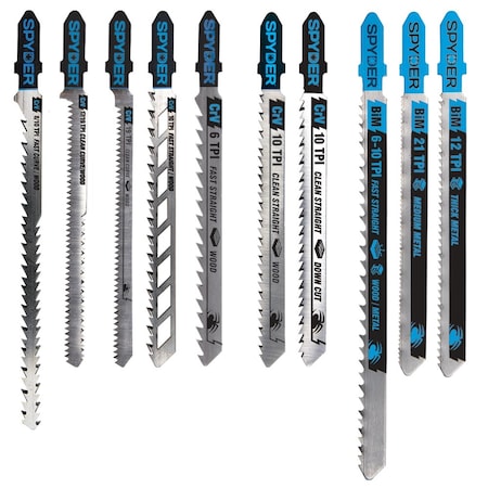 Spyder Jig Saw Set with Case, Multi-Material Cutting, 10pc 300090