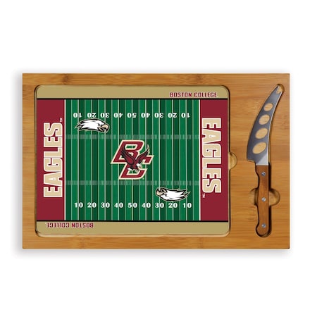 Picnic Time Family Of Brands NCAA Boston College Eagles Football Field Icon Glass Top Cutting Board & Knife Set 910-00-505-054-0