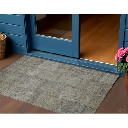 Homeroots 3' X 5' Taupe Brown And Beige Patchwork Washable Indoor Outdoor Area Rug 581623