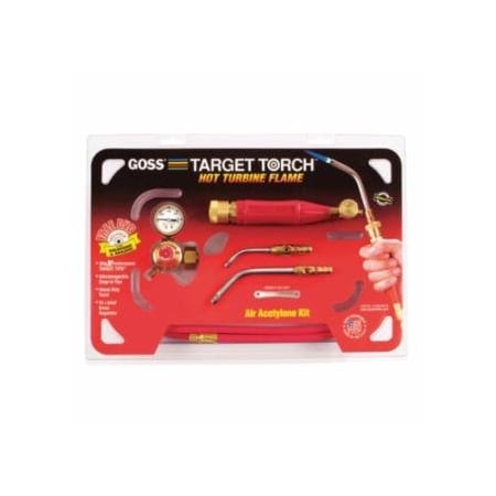 Goss Target Torch, Air-Acetylene Outfit, 5/16 in, 7/16 in, B Cyl Reg Fitting 328-KX-3B