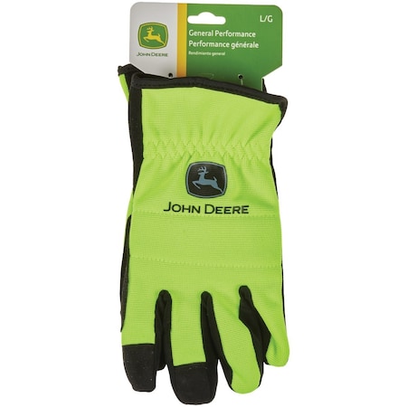 John Deere Mens Large Synthetic Leather Hi-Vis Work Glove JD86018-L