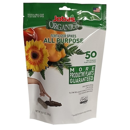 Jobes 0 Fertilizer Spike Pack, Spike, Yellowish Brown, Organic Pack 6528