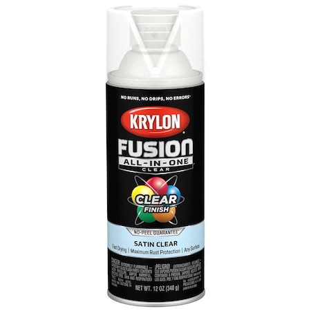 Krylon 12 Oz K02735007 Clear Fusion All-In-One Paint & Primer Spray Paint, Satin K02733007