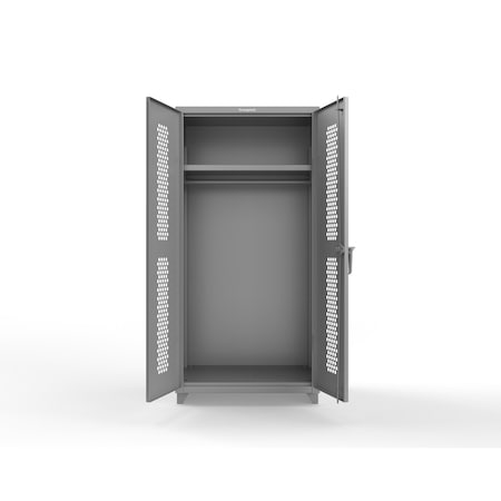 Strong Hold 14 GA Industrial Ventilated (Hex) Uniform Cabinet with Hanger Rod 36-H-WR-241-L