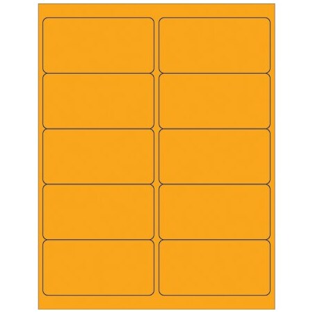 Bsc Preferred 4 x 2'' Fluorescent Orange Removable Rectangle Laser Labels, 1000PK LL410OR