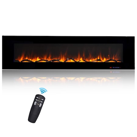Edendirect 72-in W Black Wall mount LED Flat wall Electric Fireplace with Remote Control Included ZR-WM72