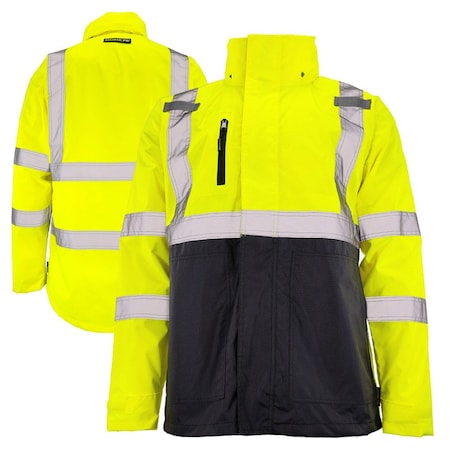Dome75 DYNAMIC Series Rain Tamer HiVis Class 3 Jacket, HiVis Yellow, 2X/3X DRC3432