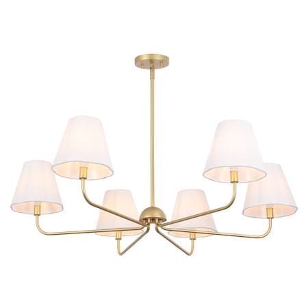 Jonathan Y Pauline 38" 6-Light Coastal Contemporary Adjustable Swooping Arm Candle-Style Metal LED Chandelier, W JYL9557A