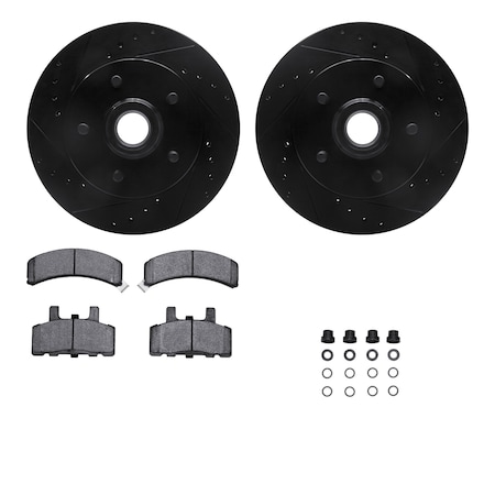 Dynamic Friction Co DFC Brake Rotor Drilled & Slotted - Black- w/Ultimate Duty Brake Pad & HW Kit 8412-48012