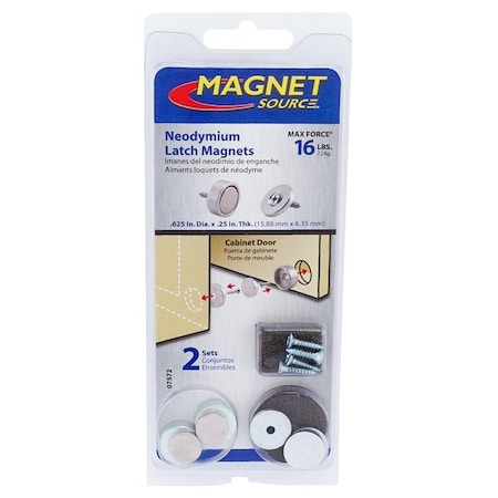 Magnet Source Latch Magnet Kit, 5/8 in W, Steel, Zinc 07572