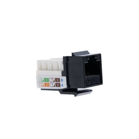 Cable Wholesale Slimline Cat6a Keystone Jack, Black, RJ45 Female to 110 Punch Down 33X6-120BK