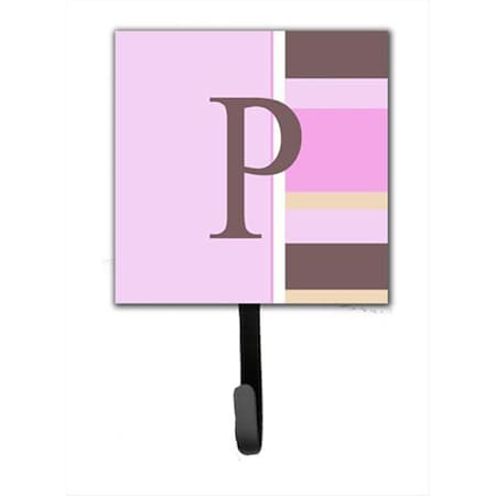 Carolines Treasures Letter P Initial Monogram - Pink Stripes Leash Holder Or Key Hook CJ1005-PSH4