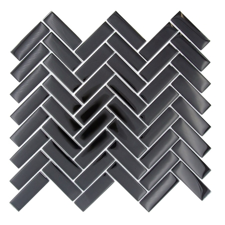 Apollo Tile Black 11 in x 12.6 in Glass Glossy Floor and Wall Mosaic Tile 4.81 sqft/case, 5PK APLHB88091A