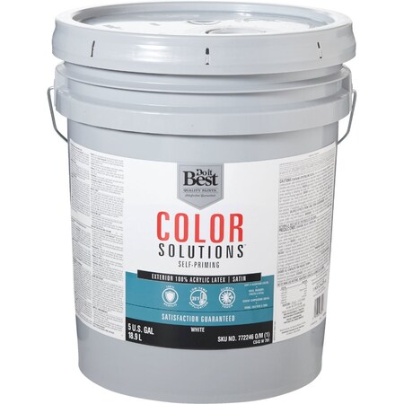 Do It Best Color Solutions 100% Acrylic Latex Self-Priming Satin Exterior House Paint Wht 5 Gal. CS43W0701-20