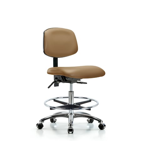 Blue Ridge Ergonomics Medium Bench Chair Chair, Vin, Med Ben, Chr Tilt CF Cast, Taupe, No Arms, 22" to 29" Height, Vinyl BR-VMBCH-CR-T1-A0-CF-CC-8584