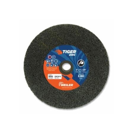 Weiler Tiger Snagging Wheel, 6 in dia x 1 in Thick x 5/8 in Arbor, 16 Grit, Zirconia Alumina, Type 1, 5, 5PK 804-68343