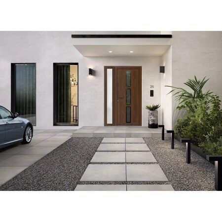 Vdomdoors Front Exterior Prehung Metal-Plastic Door, Manux 8112 Walnut, Side Sidelite Transom, Office Commerc MANUX8112EXD-WLN-W36+16xH80-RH
