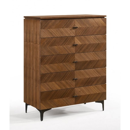 Homeroots 35" Walnut Manufactured Wood Five Drawer Chest 473085