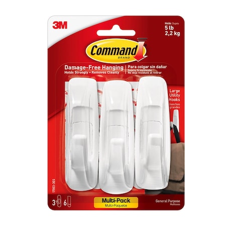 3M Command Large Utility Hooks Multi-Pack, 3PK 7100089632