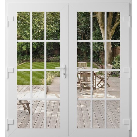 Vdomdoors Front Exterior Prehung Metal-Plastic Double Doors Clear Glass / MANUX 8355 White Silk / Office Comm MANUX8355DEXD-WS-W72xH80-RH-I