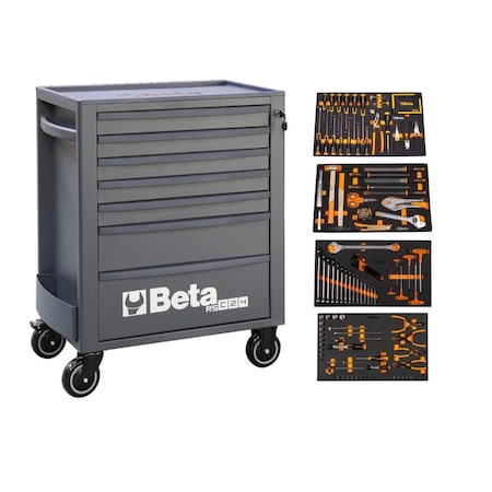 Beta RSC24 Gray 7-Drawer Rolling Tool Cabinet with 207 Piece SAE Tool Set ZUS46775924