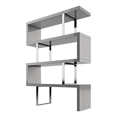 Homeroots 67" Gray And Silver Metal and Wood Three Tier Etagere Bookcase 555010