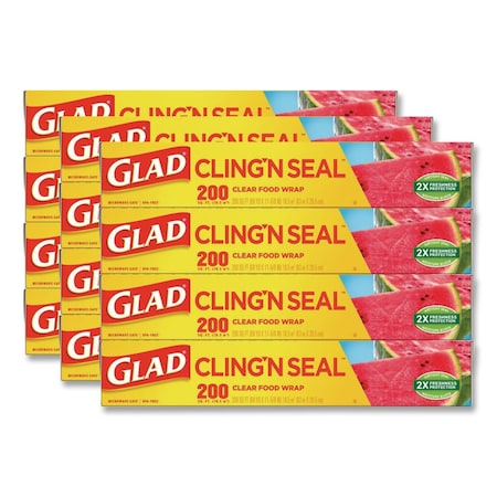 Glad ClingWrap Plastic Wrap, 200 Square Foot Roll, Clear, PK12 20
