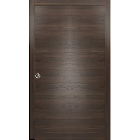 Sartodoors Sliding Closet Bi-fold Doors, Planum 0010 Chocolate Ash, Sturdy Tracks Moldings Trims Hardware Set, PLANUM0010BF-CA-72 x 84 (2* 36x84)